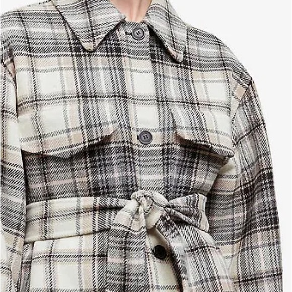 🔥❤️🔥MAJE Gavinima check-print Plaid Wool Blend Shirt Jacket size S🔥❤️🔥 - Picture 7 of 14